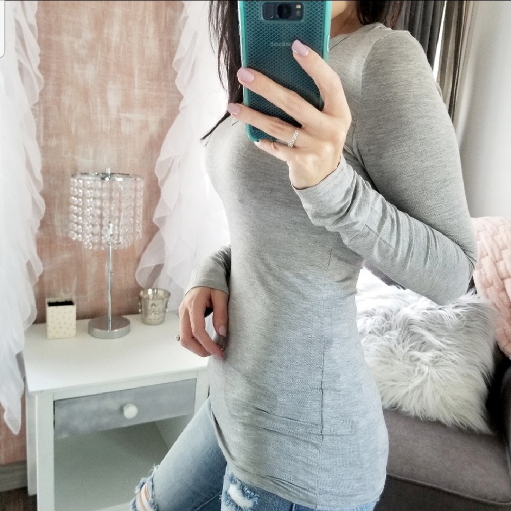 Gray L/S Basic Tee - Picture 3 of 5